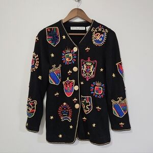 Michael Simon Beaded Black Cardigan Sweater Medium